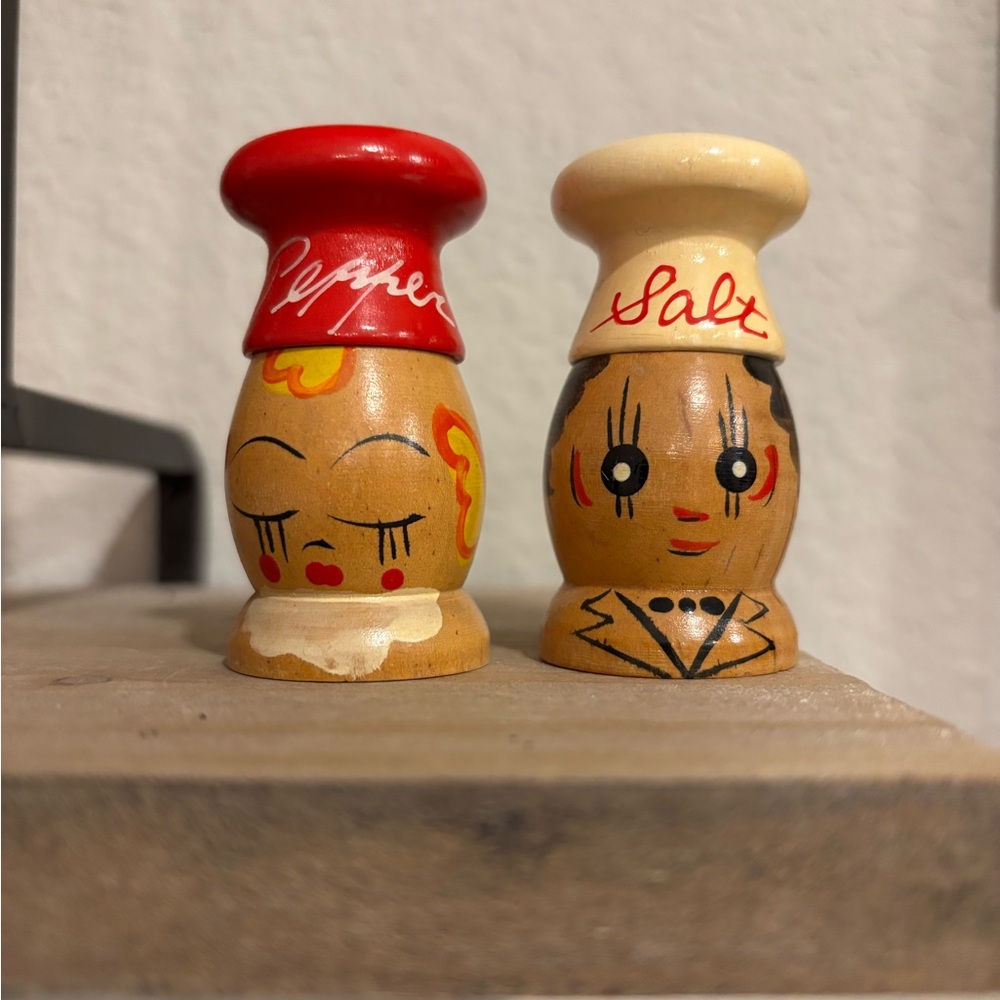 Vintage Japan Wooden Salt & Pepper Shakers